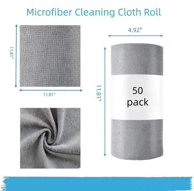 Alt view image 2 of 7 - Microfiber Rags 50 Pack - 12" x 12" Tear Away Reusable Towels, Ultra Absorbent Microfiber Cleaning Cloth, Lint Free Washable Cloths for Kitchen, Home & Auto, Reusable Paper Towels Alternative, Grey