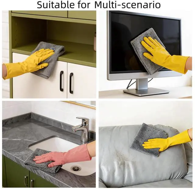 Alt view image 3 of 7 - Microfiber Rags 50 Pack - 12" x 12" Tear Away Reusable Towels, Ultra Absorbent Microfiber Cleaning Cloth, Lint Free Washable Cloths for Kitchen, Home & Auto, Reusable Paper Towels Alternative, Grey