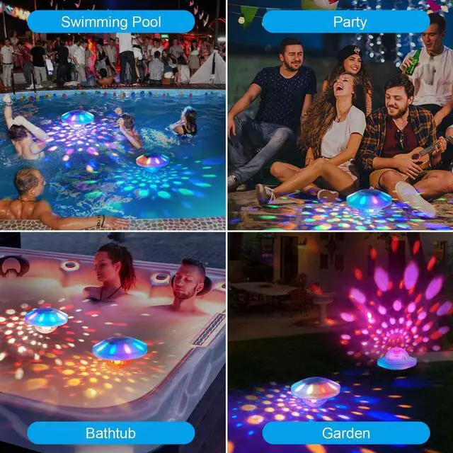 Alt view image 7 of 7 - Rechargeable Floating Pool Lights: Remote Control Pool Lights that Float with 6 Dynamic Lighting IP68 Waterproof RGB Upper and Lower Floating Lights for Hot Tub Pool Garden Party 1 Pack