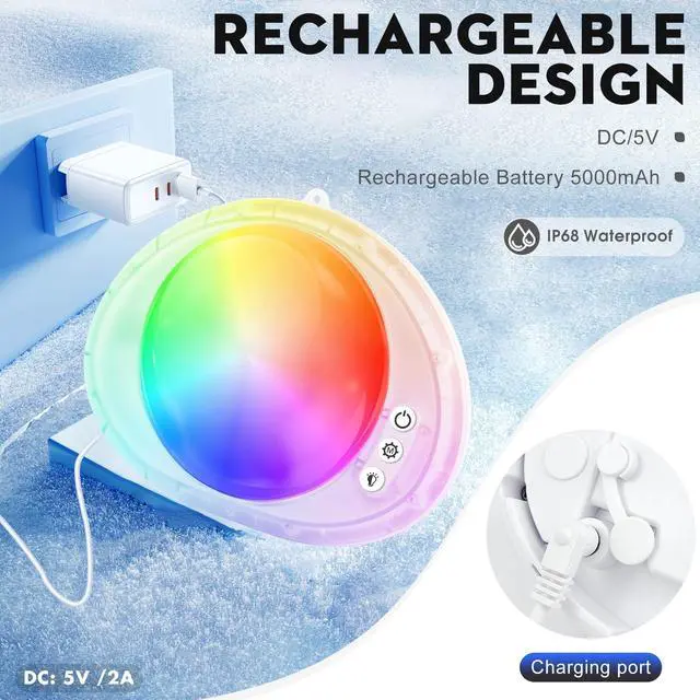 Alt view image 5 of 7 - Pool Lights for Inground & Above Ground Pool, Underwater Submersible Swimming LED Pool Light with Remote Control,Waterproof Magnetic Pools Lights for Inground Above Ground Pools,Hot tub-1 PC