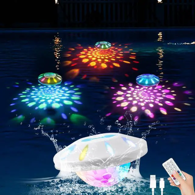 Main image of Rechargeable Floating Pool Lights(1 Pack), Pool Lights with 6 Dynamic Lighting, IP68 Waterproof Pool Light RGB Upper and Lower Color Changing LED Pool Light for Pools, Party, Ponds