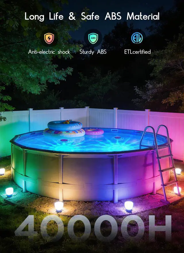 Alt view image 4 of 7 - Floating Solar Pool Lights 1 Pack, RGBWW 12 Lighting Modes, 3 Dimming & Timing IP68 Waterproof with Remote Control, Solar Floating Pool Lights for Above Ground Pools Inground Pools Accessories Bathtub