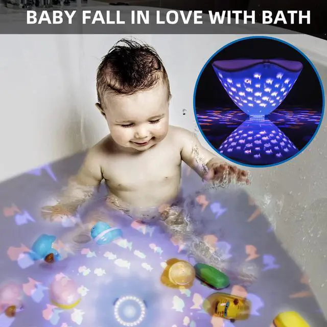 Alt view image 2 of 7 - Bathtub Floating Light, Swimming Pool Lights with Colorful Fish Pattern for Bathroom Toys, Aquariums, Various Party Decoration Lights (3AAA Batteries Powered, Not Included)