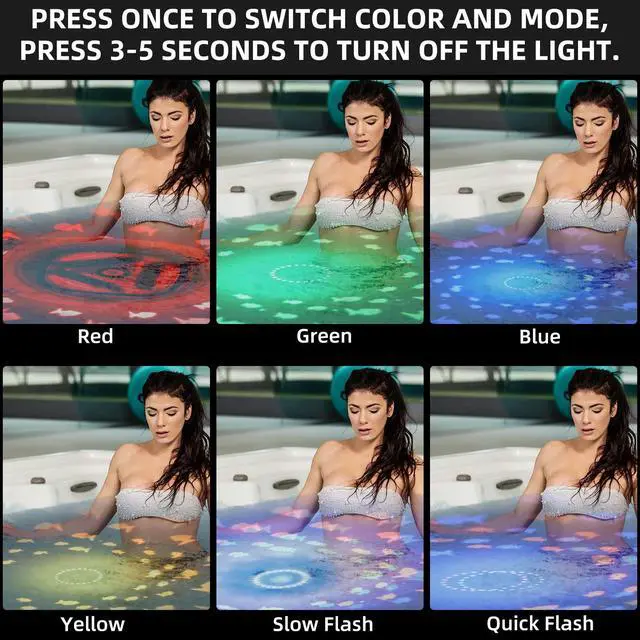 Alt view image 3 of 7 - Bathtub Floating Light, Swimming Pool Lights with Colorful Fish Pattern for Bathroom Toys, Aquariums, Various Party Decoration Lights (3AAA Batteries Powered, Not Included)