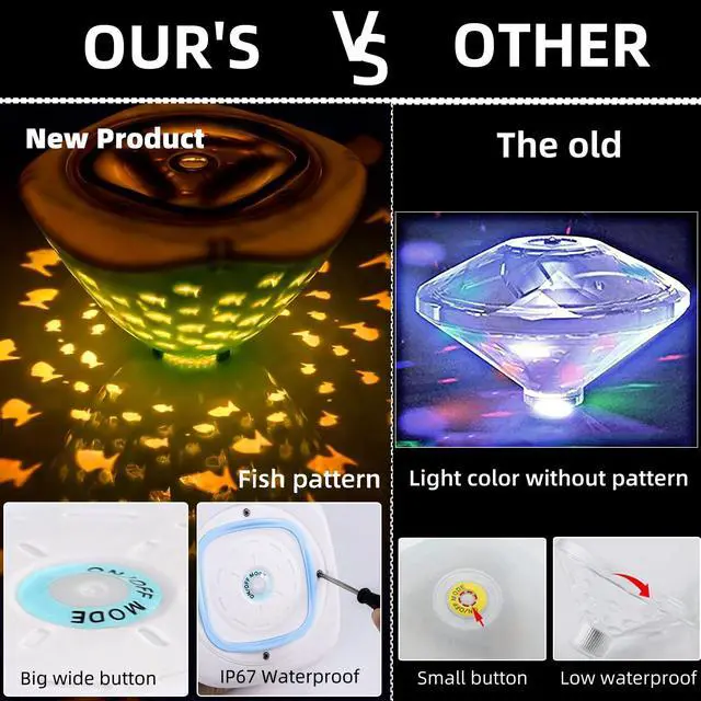 Alt view image 5 of 7 - Bathtub Floating Light, Swimming Pool Lights with Colorful Fish Pattern for Bathroom Toys, Aquariums, Various Party Decoration Lights (3AAA Batteries Powered, Not Included)