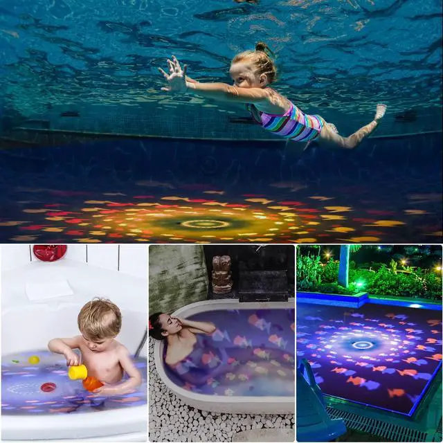Alt view image 6 of 7 - Bathtub Floating Light, Swimming Pool Lights with Colorful Fish Pattern for Bathroom Toys, Aquariums, Various Party Decoration Lights (3AAA Batteries Powered, Not Included)