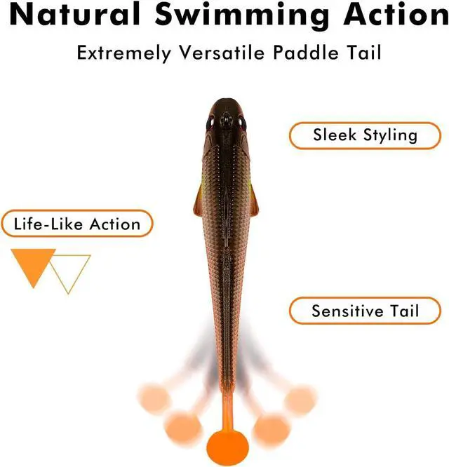 Alt view image 5 of 7 - Shadtale Easy Catch Soft Fishing Lures with BKK Hooks - Trembly Sinking and Vibrating Swim for More Bites, Pre-Rigged Swimbaits for Bass, Trout, Crappie, Walleye, Freshwater Saltwater Fishing