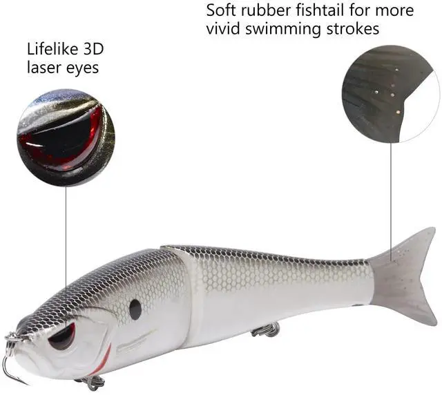 Alt view image 4 of 6 - SwimShad Glide Baits Jointed Swimbait Bass Pike Salmon Trout Muskie Fishing Lure