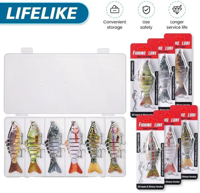 Alt view image 6 of 6 - 6PCS Fishing Lures for Freshwater and Saltwater with case,Slow Sinking Multi Jointed Swimbaits, Lifelike Lures for Bass Trout Crappie Walleye Pike, Easily Caught Bait