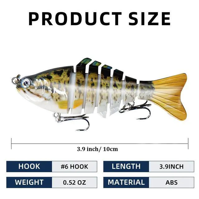 Alt view image 2 of 6 - 6PCS Fishing Lures for Freshwater and Saltwater with case,Slow Sinking Multi Jointed Swimbaits, Lifelike Lures for Bass Trout Crappie Walleye Pike, Easily Caught Bait