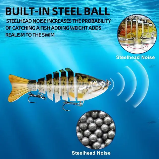 Alt view image 5 of 6 - 6PCS Fishing Lures for Freshwater and Saltwater with case,Slow Sinking Multi Jointed Swimbaits, Lifelike Lures for Bass Trout Crappie Walleye Pike, Easily Caught Bait
