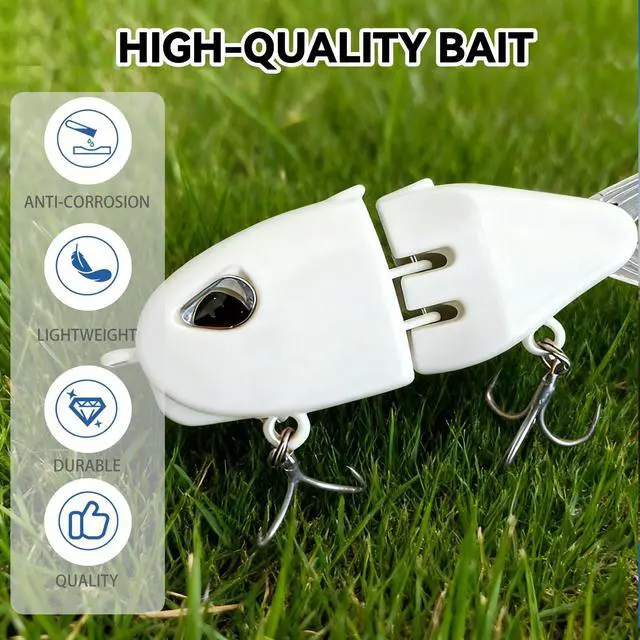 Alt view image 5 of 6 - 2PCS Mini Glide Bait for Bass Fishing,Fishing Lure,Freshwater Saltwater Multi Jointed Swimbait Wobbler,Glide Baits for Bass Amazing Fishing Gear Gifts for Family (White)