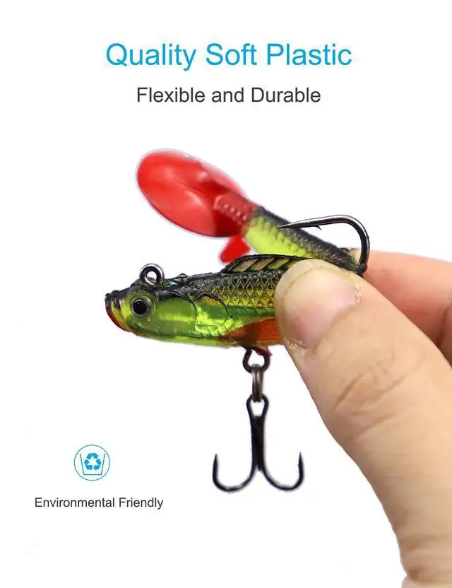 Alt view image 2 of 6 - Lures for Bass Jig Head Soft Swimbait, 6-Pack 6 Colors Plastic Bait for Saltwater/Freshwater Fishing