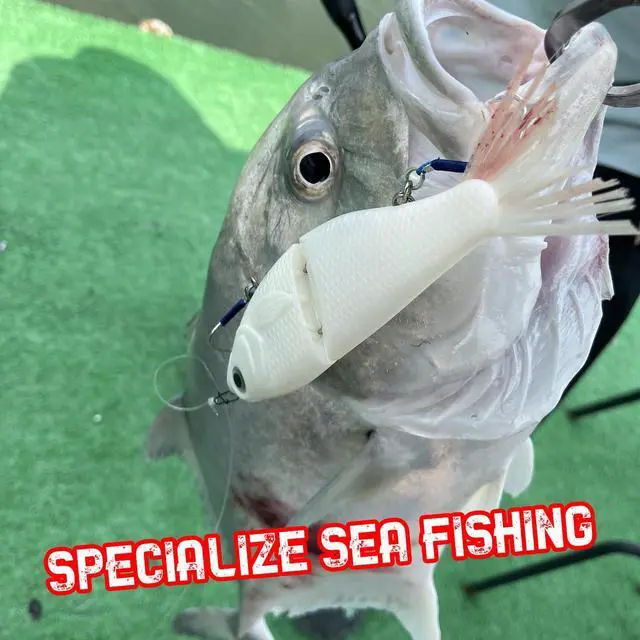 Alt view image 4 of 7 - Lure Slow Sinking Glide Bait with Fur Tail Lifelike Fishing Tackle for Trout Shad Bass Musky (Color White)