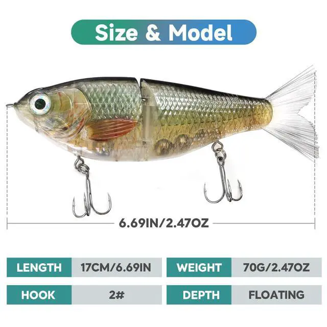 Alt view image 2 of 7 - Lure Slow Sinking Glide Bait with Fur Tail Lifelike Fishing Tackle for Trout Shad Bass Musky (Color White)