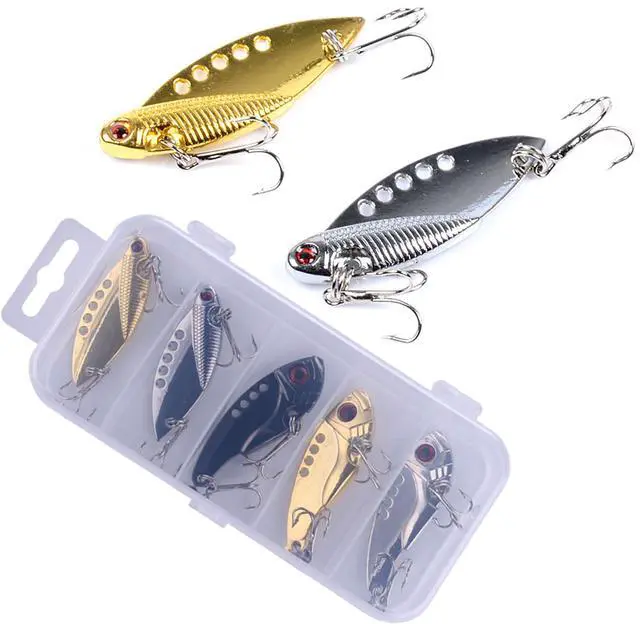 Alt view image 6 of 7 - Walleye & Bass Blade Baits - 5pcs Box, Saltwater & Freshwater Fishing Spoons