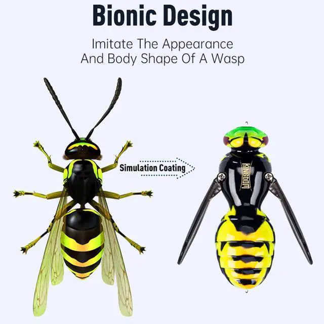 Alt view image 5 of 7 - Wasp Crawl Lure Insect Bionic Floating Fishing Lures Swimbaits Hard Artificial Baits Lure for Bass, Carp, Pike, Lifelike Skin Pattern Walleye Fishing Carbon Steel Three Book Hook #01 40mm 4.2g
