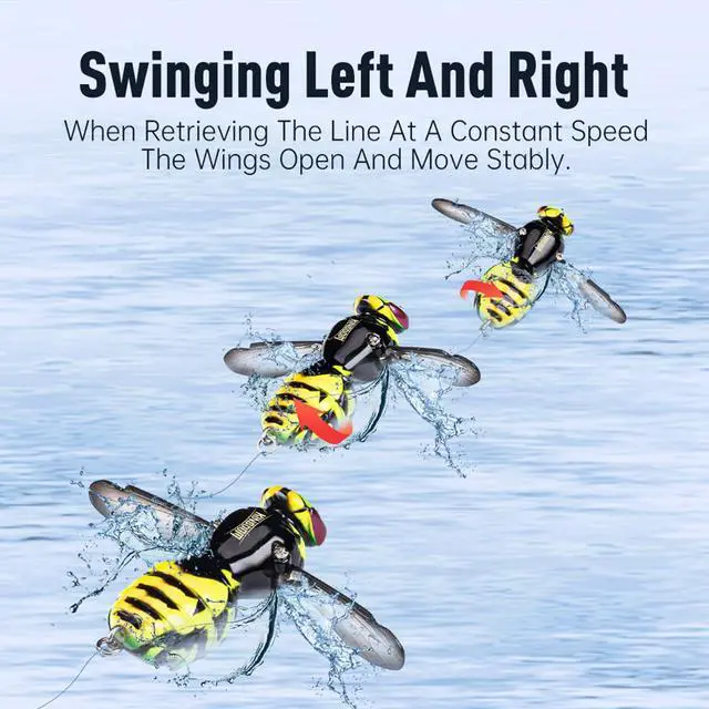Alt view image 6 of 7 - Wasp Crawl Lure Insect Bionic Floating Fishing Lures Swimbaits Hard Artificial Baits Lure for Bass, Carp, Pike, Lifelike Skin Pattern Walleye Fishing Carbon Steel Three Book Hook #01 40mm 4.2g