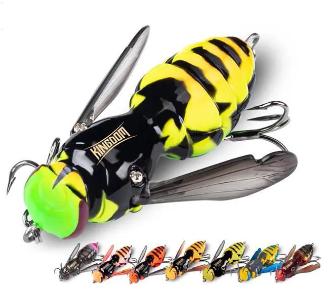 Main image of Wasp Crawl Lure Insect Bionic Floating Fishing Lures Swimbaits Hard Artificial Baits Lure for Bass, Carp, Pike, Lifelike Skin Pattern Walleye Fishing Carbon Steel Three Book Hook #01 40mm 4.2g