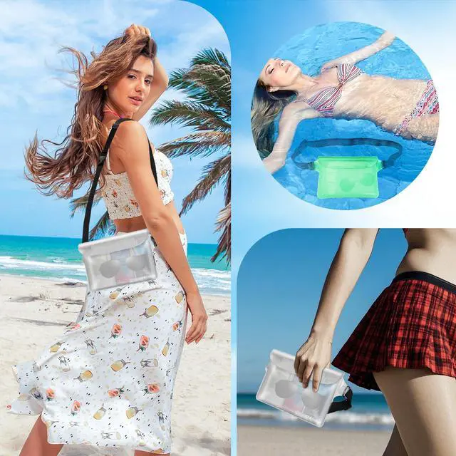 Alt view image 6 of 7 - Waterproof Bag for Beach, Waterproof Pouch for Phone Passport Purse, Fanny Packs for Women, Floating Dry Bags for Cruise Ship Travel Water Park Surfing Boating Fishing Kayaking Pool Accessories
