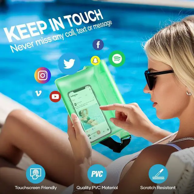 Alt view image 5 of 7 - Waterproof Bag for Beach, Waterproof Pouch for Phone Passport Purse, Fanny Packs for Women, Floating Dry Bags for Cruise Ship Travel Water Park Surfing Boating Fishing Kayaking Pool Accessories
