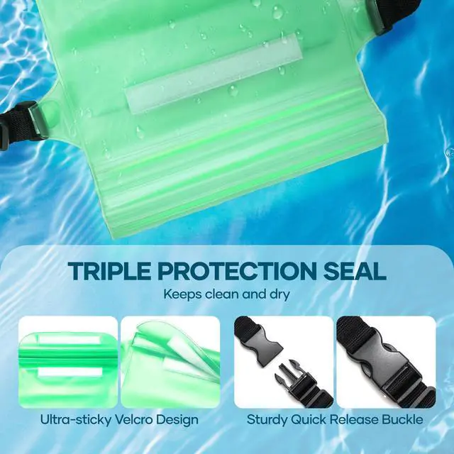Alt view image 7 of 7 - Waterproof Bag for Beach, Waterproof Pouch for Phone Passport Purse, Fanny Packs for Women, Floating Dry Bags for Cruise Ship Travel Water Park Surfing Boating Fishing Kayaking Pool Accessories