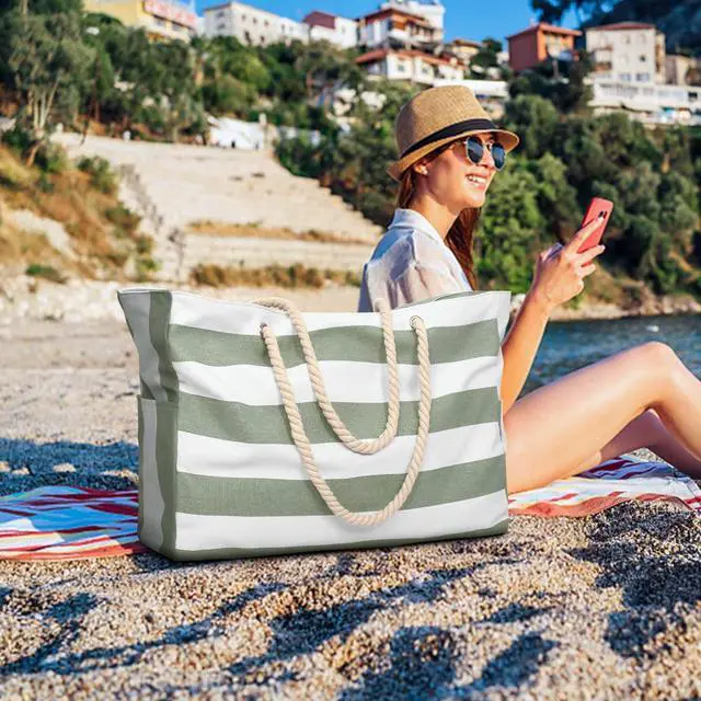 Alt view image 7 of 7 - Beach Bags for Women Large Waterproof Beach Tote Bag Zipper Beach Bags Waterproof Sandproof Swim Pool Bag Large Tote