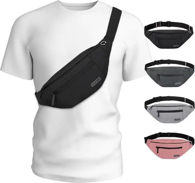 Main image of Large Crossbody Fanny Pack with 4-Zipper Pockets,Gifts for Enjoy Sports Festival Workout Traveling Running Casual Hands-Free Wallets Waist Pack Phone Bag Carrying All Phones