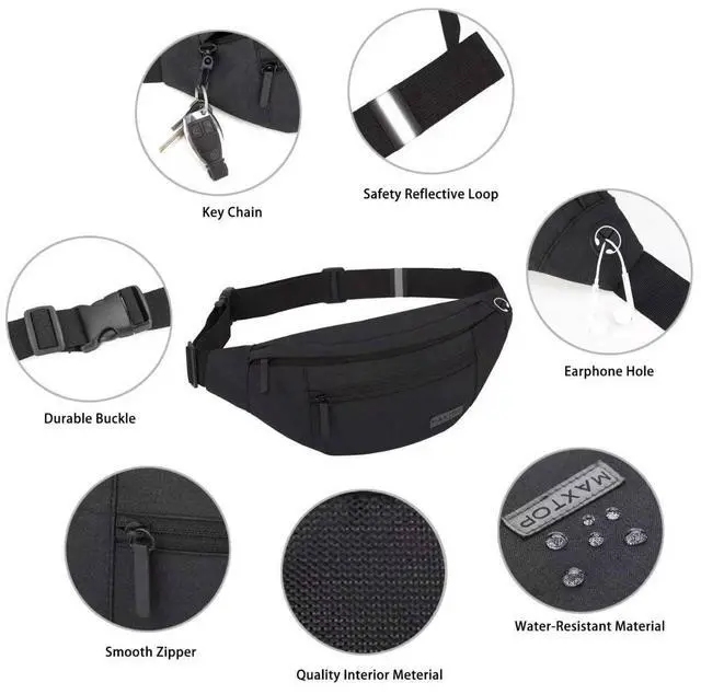 Alt view image 4 of 7 - Large Crossbody Fanny Pack with 4-Zipper Pockets,Gifts for Enjoy Sports Festival Workout Traveling Running Casual Hands-Free Wallets Waist Pack Phone Bag Carrying All Phones