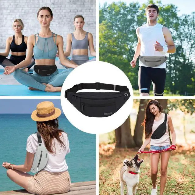 Alt view image 5 of 7 - Large Crossbody Fanny Pack with 4-Zipper Pockets,Gifts for Enjoy Sports Festival Workout Traveling Running Casual Hands-Free Wallets Waist Pack Phone Bag Carrying All Phones