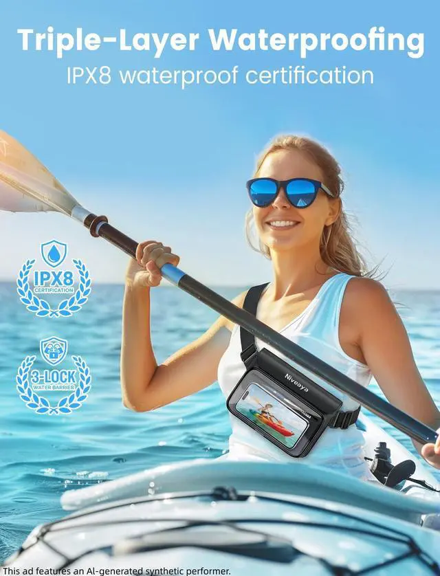 Alt view image 2 of 7 - IPX8 Waterproof Fanny Pack for Men Women, Large Capacity Touch Screen Dry Bag for Kayaking, Paddle Boarding, Waterpark & Swimming Essentials, Adjustable Waist Strap Pouch for Cell Phone