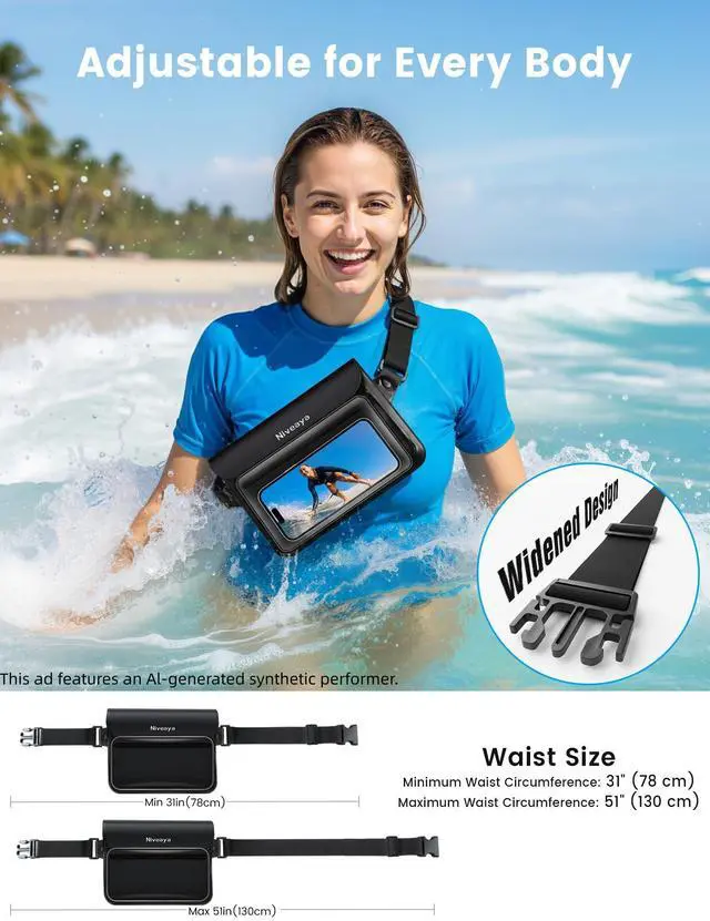 Alt view image 3 of 7 - IPX8 Waterproof Fanny Pack for Men Women, Large Capacity Touch Screen Dry Bag for Kayaking, Paddle Boarding, Waterpark & Swimming Essentials, Adjustable Waist Strap Pouch for Cell Phone