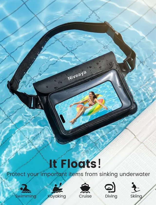 Alt view image 7 of 7 - IPX8 Waterproof Fanny Pack for Men Women, Large Capacity Touch Screen Dry Bag for Kayaking, Paddle Boarding, Waterpark & Swimming Essentials, Adjustable Waist Strap Pouch for Cell Phone