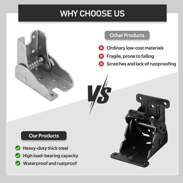Alt view image 6 of 7 - 4 Pack Folding Table Leg Brackets with Self-Locking Hinges 0-90°, Folding Shelf Brackets, Folding Brackets Heavy Duty, with Screwdriver & 40 Screws, for Furniture, Table, Chair, Shelf