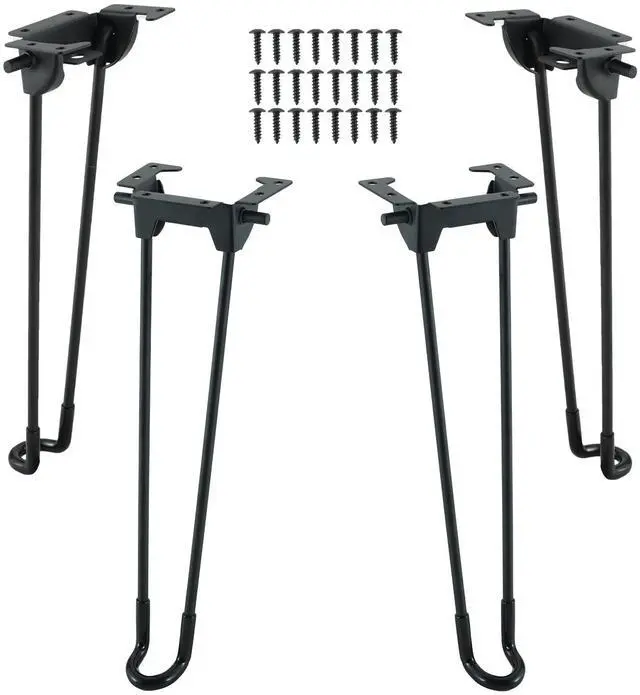 Main image of Folding Hairpin Table Legs 12.6 / 320 mm, 4PCS DIY Furniture Legs, Heavy Duty Foldable Metal Table Legs for Coffee End Table Bench Side Laptop Mini Desk with 24 Screw, Black