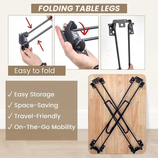 Alt view image 3 of 6 - Folding Hairpin Table Legs 12.6 / 320 mm, 4PCS DIY Furniture Legs, Heavy Duty Foldable Metal Table Legs for Coffee End Table Bench Side Laptop Mini Desk with 24 Screw, Black