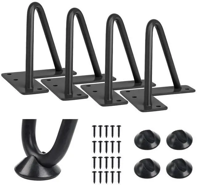 Main image of 4 Inch Heavy Duty Hairpin Furniture Legs, Black 4PCS