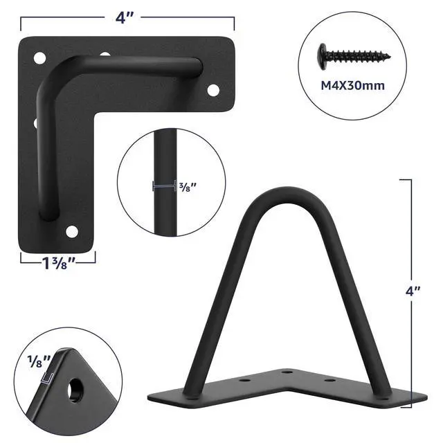 Alt view image 2 of 7 - 4 Inch Heavy Duty Hairpin Furniture Legs, Black 4PCS