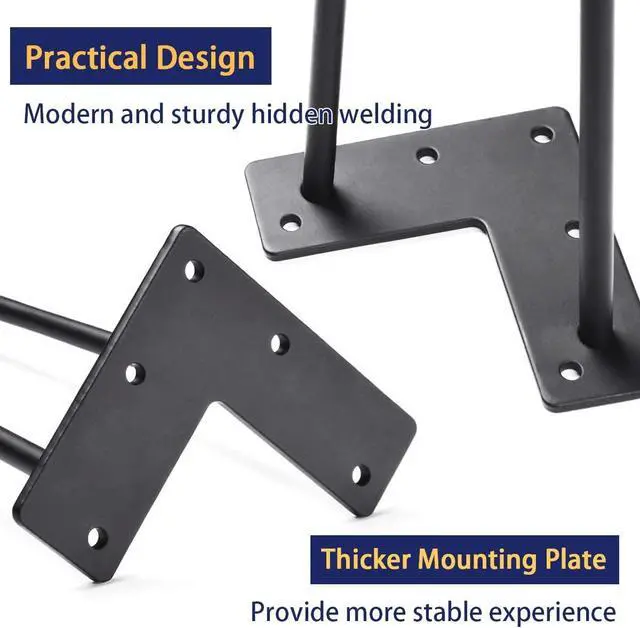 Alt view image 4 of 7 - 4 Inch Heavy Duty Hairpin Furniture Legs, Black 4PCS