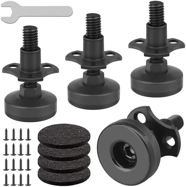 Main image of Heavy Duty Furniture Levelers, 4 Pack 3/8"-16 Threaded Leveling Feet Furniture Levelers Table Feet Adjustable Leg Levelers for Table/ Chair/Sofa/Desk/Cabinet/Workbench, Supports 1320LBs-Black