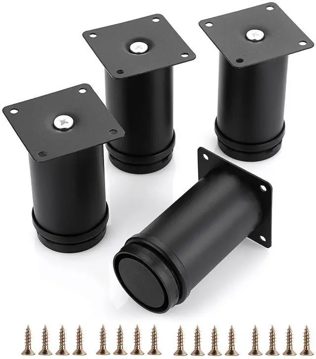 Main image of 4PCS 4 Inch Furniture Legs Feets Metal Cabinet Legs, Adjustable Round Metal Furniture Replacement Legs Corner Feets Heavy Duty Table Leg Extenders for Sofa Couch Chair