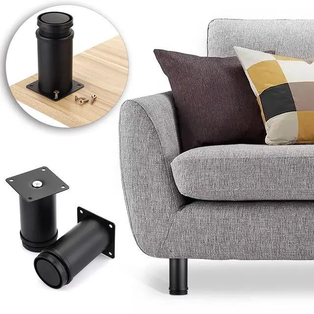 Alt view image 6 of 7 - 4PCS 4 Inch Furniture Legs Feets Metal Cabinet Legs, Adjustable Round Metal Furniture Replacement Legs Corner Feets Heavy Duty Table Leg Extenders for Sofa Couch Chair