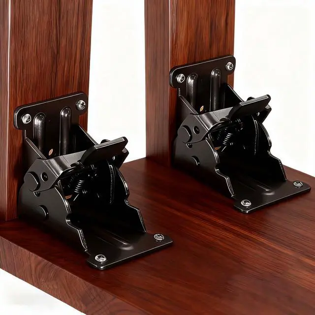 Main image of 2 Pack Folding Brackets 0°-90°-180°, Heavy-Duty Folding Table Leg Brackets with Self-Locking Hinges, Adjustable Hardware Bracket for Table/Bed/Desk Legs (Black)