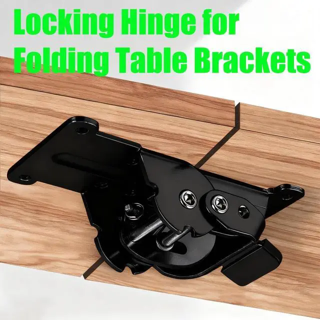 Alt view image 2 of 6 - 2 Pack Folding Brackets 0°-90°-180°, Heavy-Duty Folding Table Leg Brackets with Self-Locking Hinges, Adjustable Hardware Bracket for Table/Bed/Desk Legs (Black)