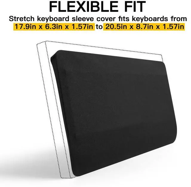 Alt view image 3 of 6 - Keyboard Dust Cover for Full-Size Mechanical Gaming Keyboards | Stretch Fabric Anti-Dust Keyboard Sleeve, Fits 17.9" x 6.3" to 20.5" x 8.7" Standard Keyboards, Black, Size L
