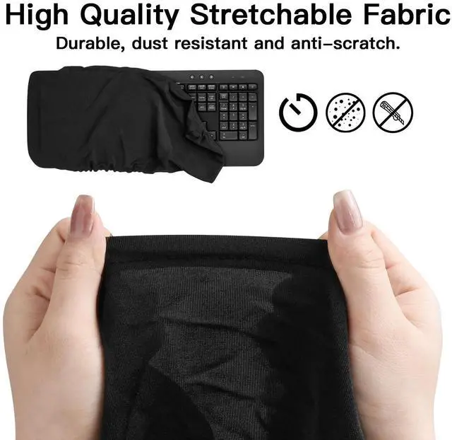 Alt view image 4 of 6 - Keyboard Dust Cover for Full-Size Mechanical Gaming Keyboards | Stretch Fabric Anti-Dust Keyboard Sleeve, Fits 17.9" x 6.3" to 20.5" x 8.7" Standard Keyboards, Black, Size L