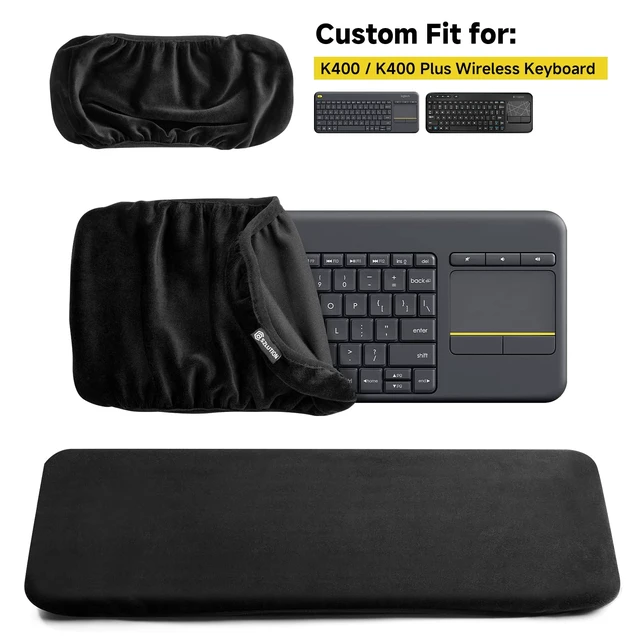 Alt view image 2 of 7 - Keyboard Dust Cover for Logitech K400 Plus Wireless Keyboard | Stretch Fabric Sleeve, Fits 11"x5" to 14"x5.5" 60% Small Gaming Keyboards, Keyboard Dustproof Protector, Black