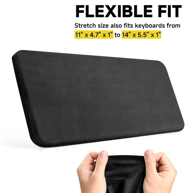 Alt view image 3 of 7 - Keyboard Dust Cover for Logitech K400 Plus Wireless Keyboard | Stretch Fabric Sleeve, Fits 11"x5" to 14"x5.5" 60% Small Gaming Keyboards, Keyboard Dustproof Protector, Black