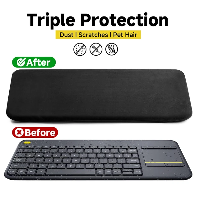 Alt view image 4 of 7 - Keyboard Dust Cover for Logitech K400 Plus Wireless Keyboard | Stretch Fabric Sleeve, Fits 11"x5" to 14"x5.5" 60% Small Gaming Keyboards, Keyboard Dustproof Protector, Black