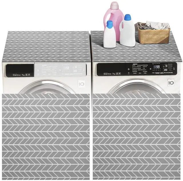 Main image of 2 Pcs Washer and Dryer Covers, 27 x 27 Inches Silicone Top Protector Mat, Non Slip Waterproof Quick Drying Dust Proof for Home Kitchen Laundry Room, Grey